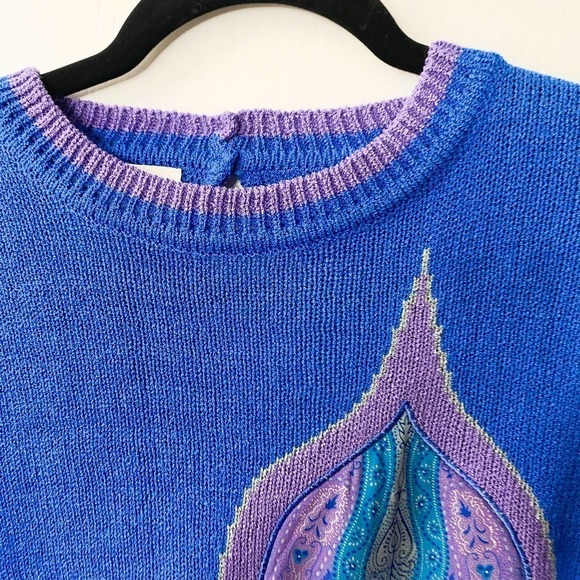 Vintage Jaymee Papell Purple Pink Boho Knit Sweater Small medium - Picture 4 of 6